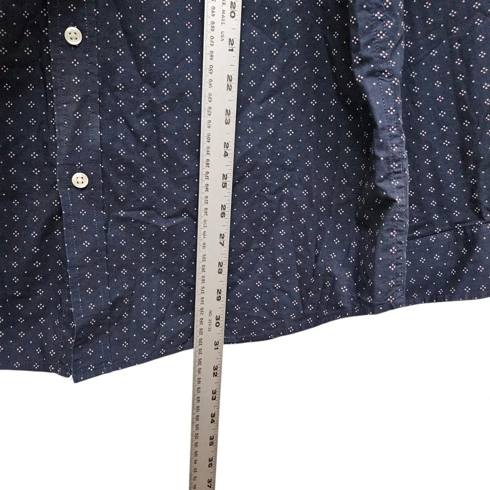Banana Republic Standard Fit Button Down Shirt Men's L Navy Geometric‎ Stretch